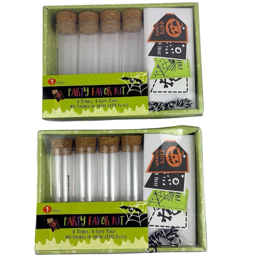 Lot of 2 Halloween Test Tubes Party Favor Kits Corks Gift Tags Twine Target NEW
